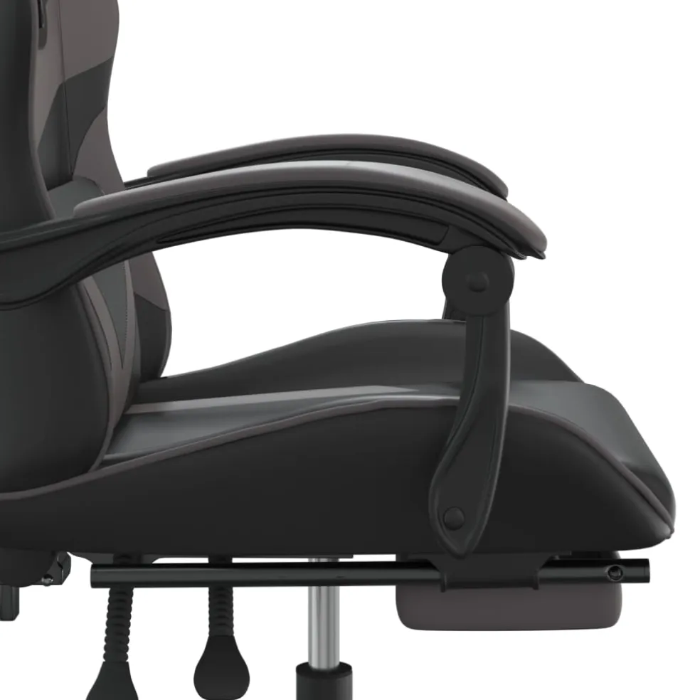 vidaXL Gamestoel met voetensteun kunstleer zwart en grijs