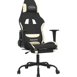 vidaXL Gamestoel met voetensteun kunstleer zwart en blauw