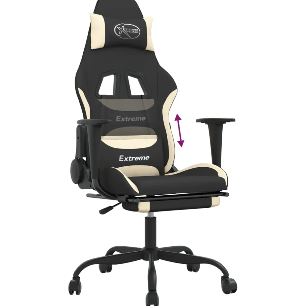 vidaXL Gamestoel met voetensteun kunstleer zwart en blauw