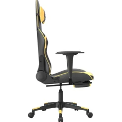 vidaXL Gamestoel met voetensteun kunstleer zwart en goudkleurig