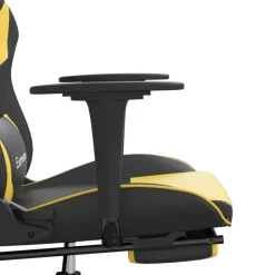 vidaXL Gamestoel met voetensteun kunstleer zwart en goudkleurig