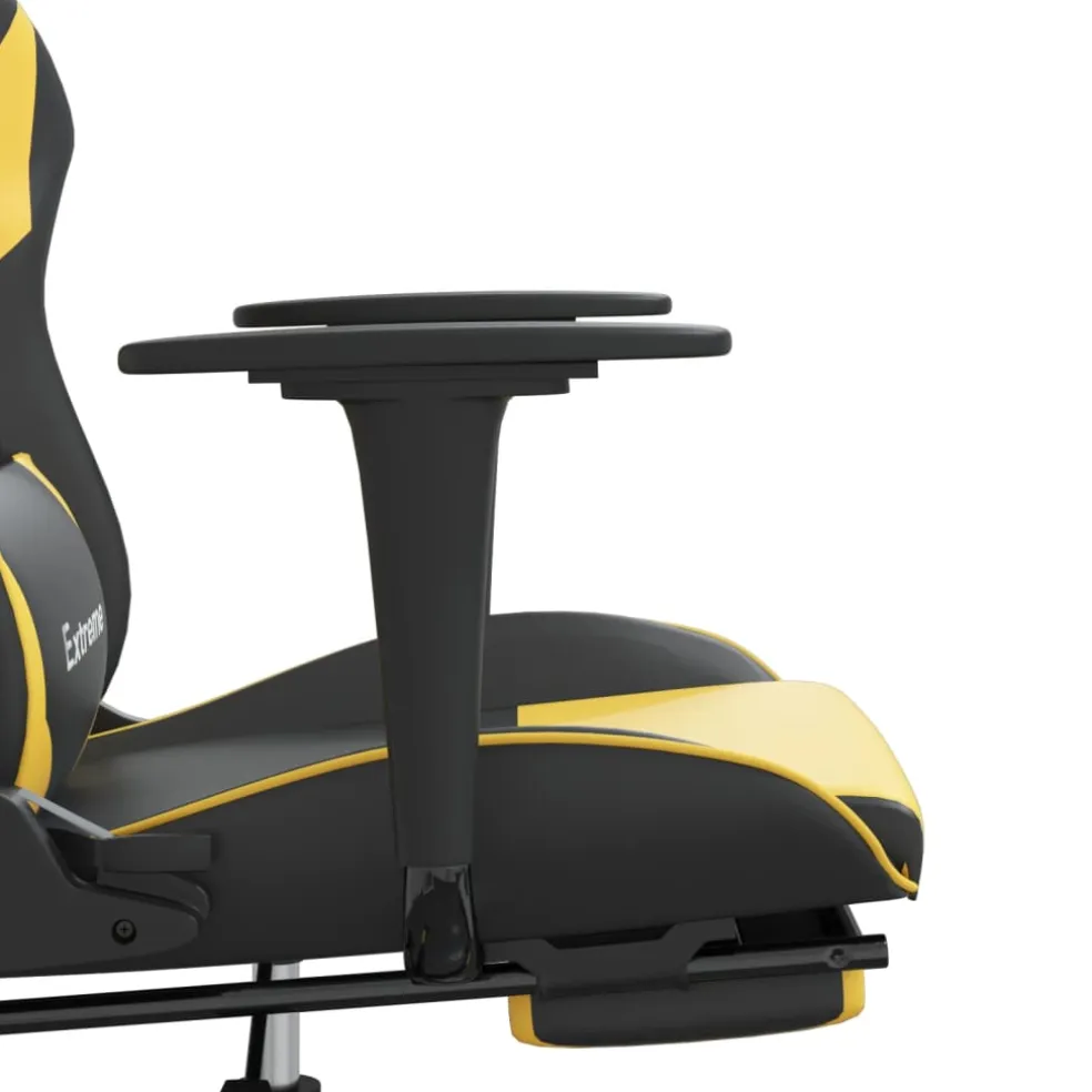 vidaXL Gamestoel met voetensteun kunstleer zwart en goudkleurig
