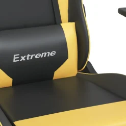 vidaXL Gamestoel met voetensteun kunstleer zwart en goudkleurig