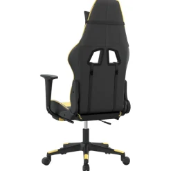 vidaXL Gamestoel met voetensteun kunstleer zwart en goudkleurig