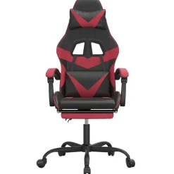 vidaXL Gamestoel met voetensteun kunstleer wit en wijnrood