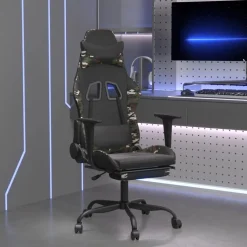 vidaXL Gamestoel met voetensteun kunstleer zwart en camouflage
