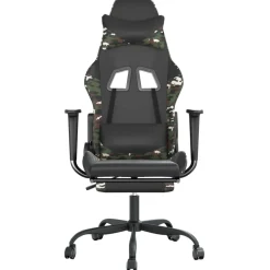 vidaXL Gamestoel met voetensteun kunstleer zwart en camouflage
