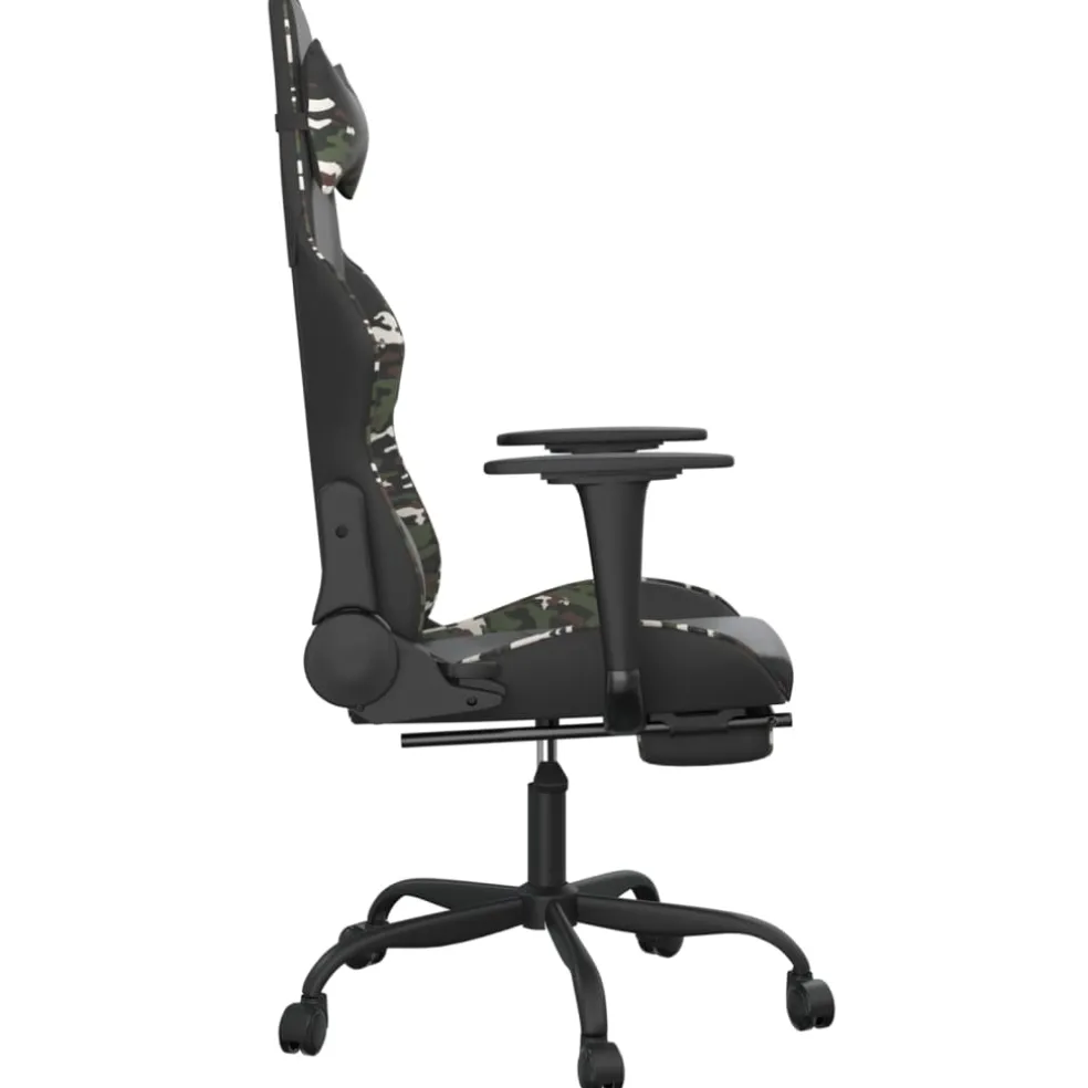 vidaXL Gamestoel met voetensteun kunstleer zwart en camouflage
