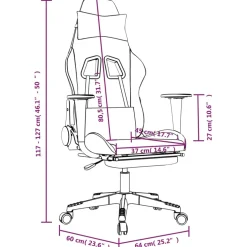 vidaXL Gamestoel met voetensteun stof zwart en crème