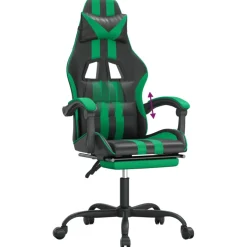 vidaXL Gamestoel met voetensteun kunstleer zwart en groen
