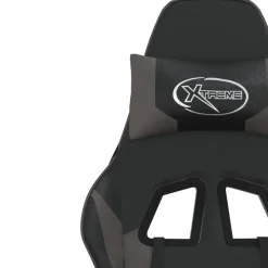 vidaXL Gamestoel met voetensteun kunstleer zwart en grijs