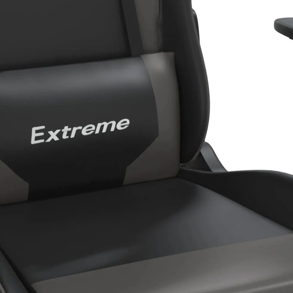 vidaXL Gamestoel met voetensteun kunstleer zwart en grijs