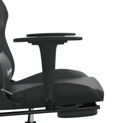 vidaXL Gamestoel met voetensteun kunstleer zwart en grijs