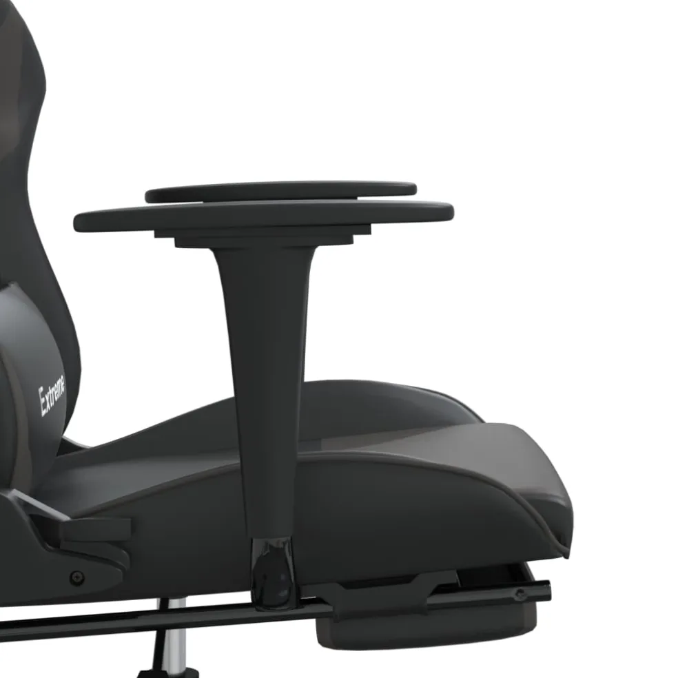 vidaXL Gamestoel met voetensteun kunstleer zwart en grijs