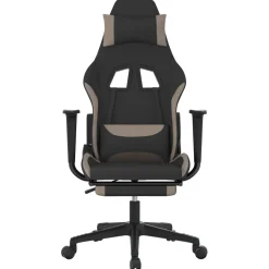 vidaXL Gamestoel met voetensteun stof zwart en taupe
