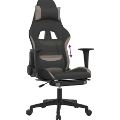 vidaXL Gamestoel met voetensteun stof zwart en taupe