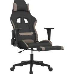 vidaXL Gamestoel met voetensteun stof zwart en taupe