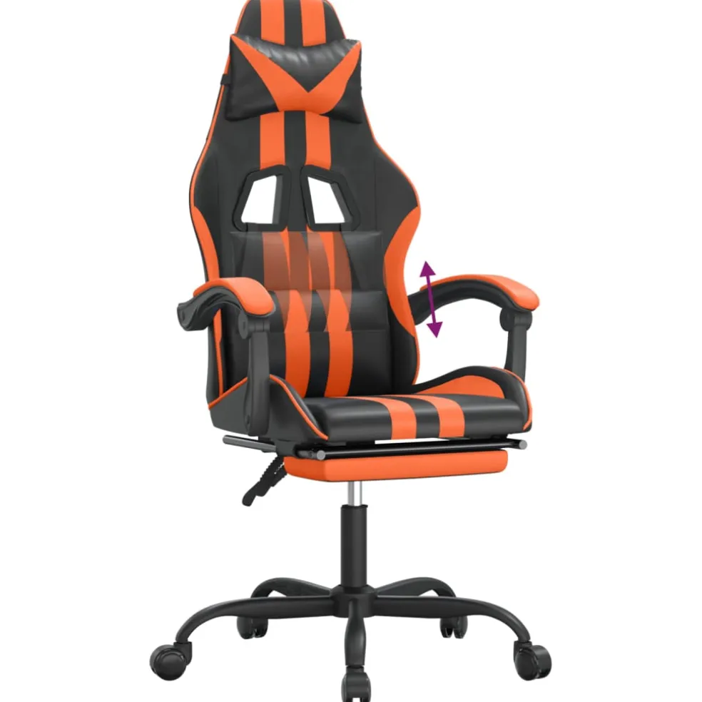 vidaXL Gamestoel met voetensteun kunstleer zwart en oranje