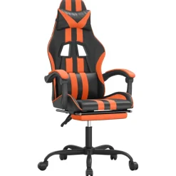 vidaXL Gamestoel met voetensteun kunstleer zwart en oranje