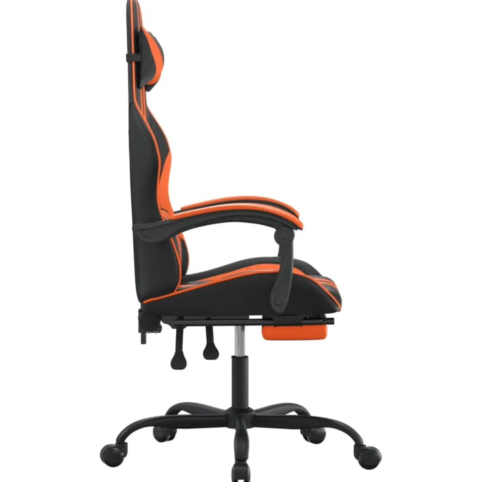 vidaXL Gamestoel met voetensteun kunstleer zwart en oranje