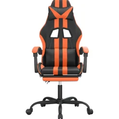 vidaXL Gamestoel met voetensteun kunstleer zwart en oranje
