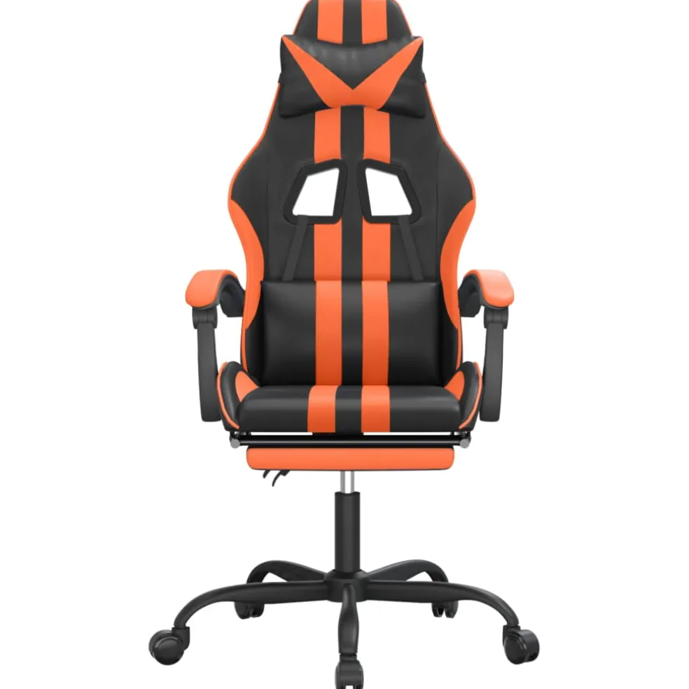 vidaXL Gamestoel met voetensteun kunstleer zwart en oranje