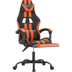 vidaXL Gamestoel met voetensteun kunstleer zwart en oranje