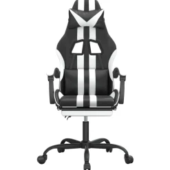 vidaXL Gamestoel met voetensteun kunstleer zwart en wit