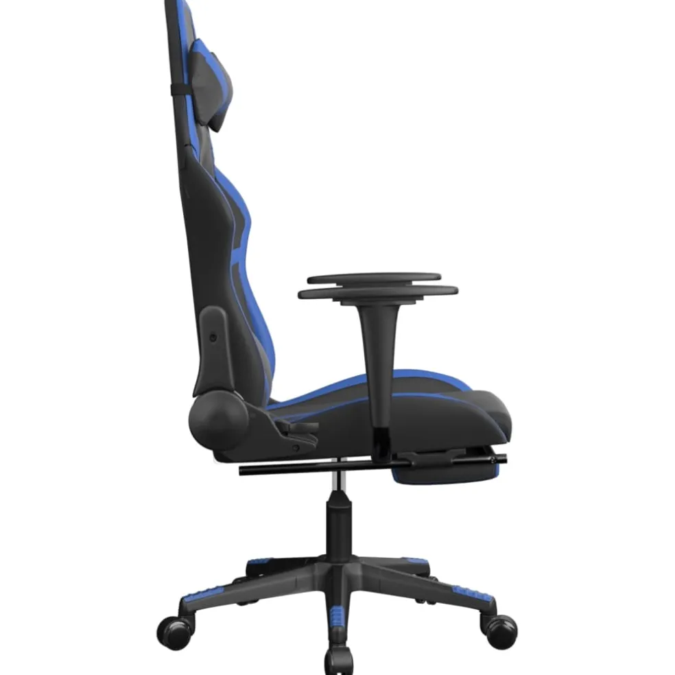 vidaXL Gamestoel met voetensteun kunstleer zwart en blauw