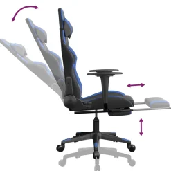 vidaXL Gamestoel met voetensteun kunstleer zwart en blauw