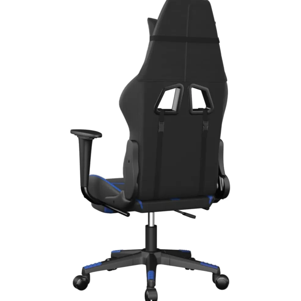 vidaXL Gamestoel met voetensteun kunstleer zwart en blauw