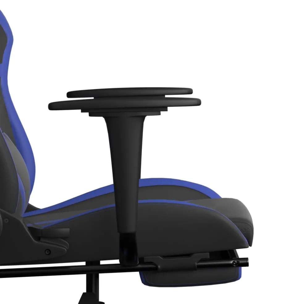 vidaXL Gamestoel met voetensteun kunstleer zwart en blauw
