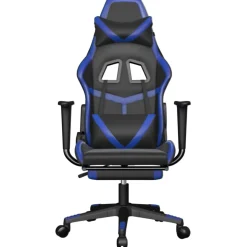 vidaXL Gamestoel met voetensteun kunstleer zwart en blauw