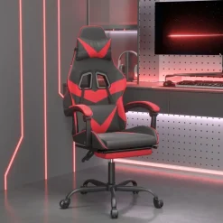 vidaXL Gamestoel met voetensteun kunstleer zwart en rood