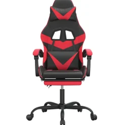 vidaXL Gamestoel met voetensteun kunstleer zwart en rood