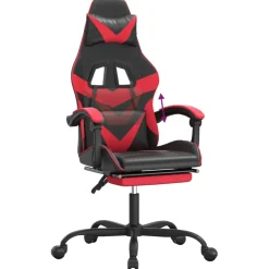 vidaXL Gamestoel met voetensteun kunstleer zwart en rood