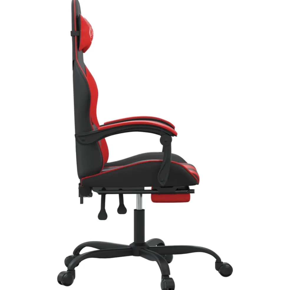 vidaXL Gamestoel met voetensteun kunstleer zwart en rood