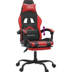 vidaXL Gamestoel met voetensteun kunstleer zwart en rood