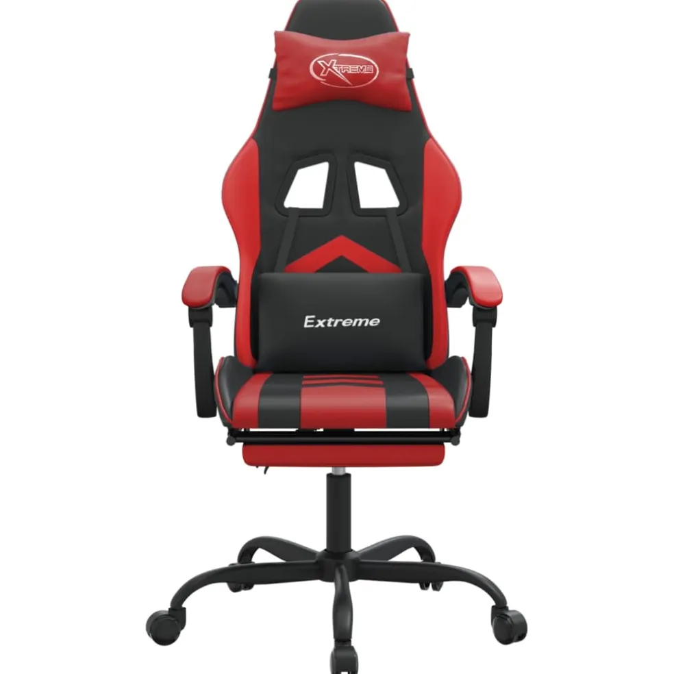 vidaXL Gamestoel met voetensteun kunstleer zwart en rood