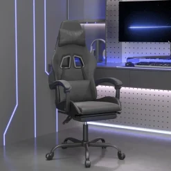 vidaXL Gamestoel met voetensteun kunstleer zwart