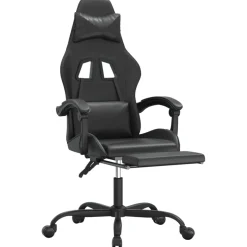 vidaXL Gamestoel met voetensteun kunstleer zwart