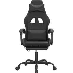 vidaXL Gamestoel met voetensteun kunstleer zwart