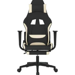 vidaXL Gamestoel met voetensteun en massagefunctie stof zwart en rood