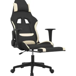 vidaXL Gamestoel met voetensteun en massagefunctie stof zwart en rood