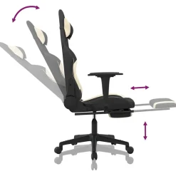 vidaXL Gamestoel met voetensteun en massagefunctie stof zwart en rood