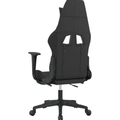 vidaXL Gamestoel met voetensteun stof zwart en blauw