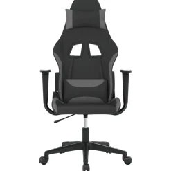 vidaXL Gamestoel stof zwart en lichtgrijs