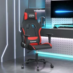 vidaXL Gamestoel stof zwart en rood