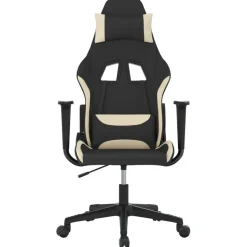 vidaXL Gamestoel stof zwart en crème