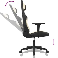 vidaXL Gamestoel stof zwart en crème